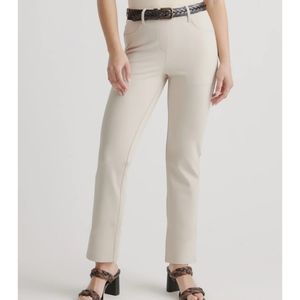 Quince Ultra-Stretch Ponte Straight-Leg 4 pocket pant - Ecru M